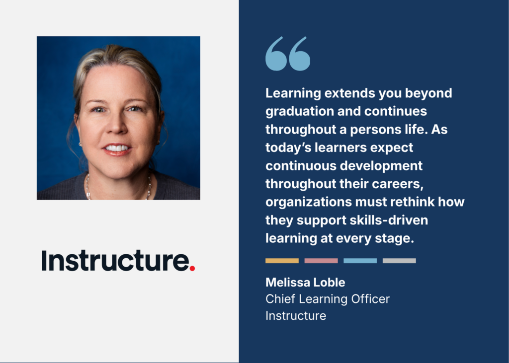 “Learning extends beyond graduation and continues throughout a person’s life. As today’s learners expect continuous development throughout their careers, organizations must rethink how they support skills-driven learning at every stage. Through this partnership, we are contributing research and insight to help define what effective lifelong learning looks like in practice.” Melissa Loble, Chief Learning Officer, Instructure